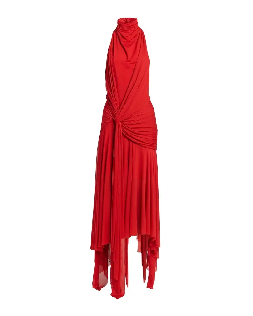 Knotted Jersey Draped Maxi Dress