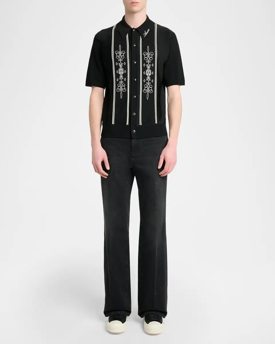 AMIRI Abstract Paneled Wool-Blend Short-Sleeve Shirt | Thumbnail 2 AMIRI Abstract Paneled Wool-Blend Short-Sleeve Shirt | Thumbnail 2