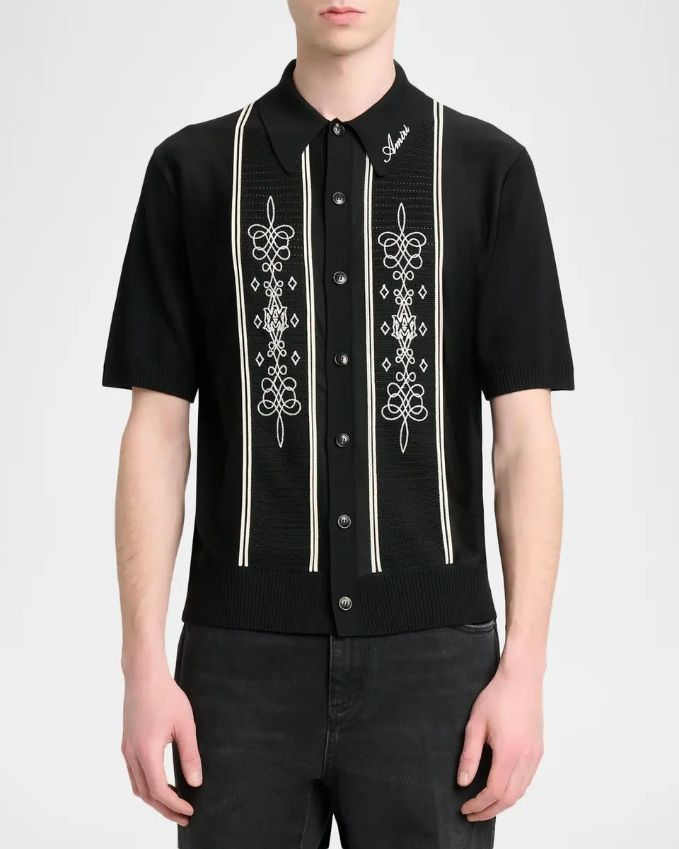 AMIRI Abstract Paneled Wool-Blend Short-Sleeve Shirt | Thumbnail 4 AMIRI Abstract Paneled Wool-Blend Short-Sleeve Shirt | Thumbnail 4