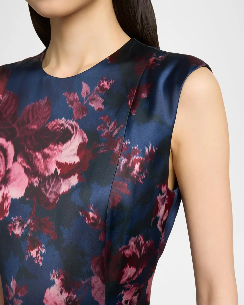 Erdem Floral Duchess Satin Sleeveless Midi Dress | Thumbnail 5 Erdem Floral Duchess Satin Sleeveless Midi Dress | Thumbnail 5