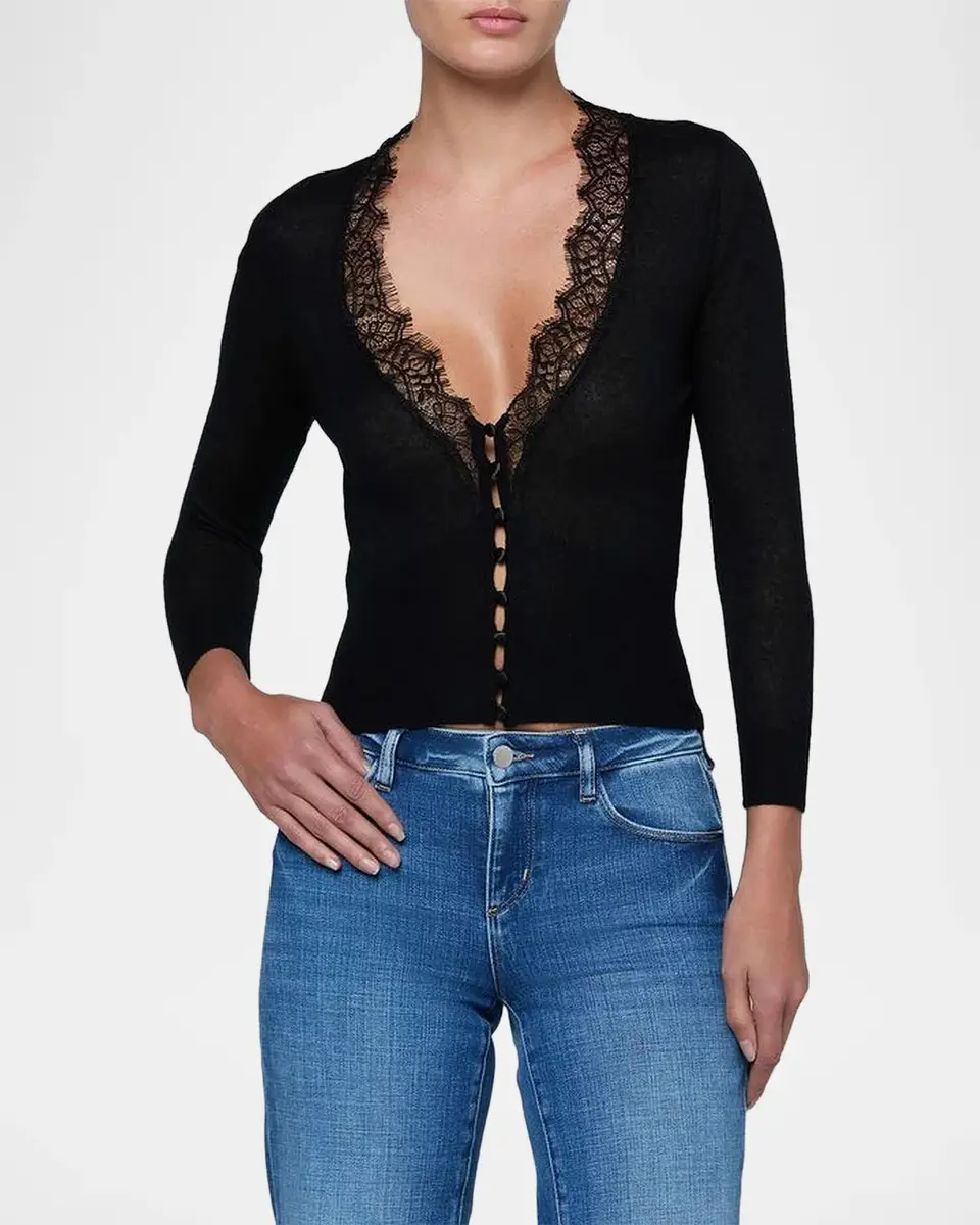 L'Agence Eluna Lace-Trim Cardigan | Thumbnail 4