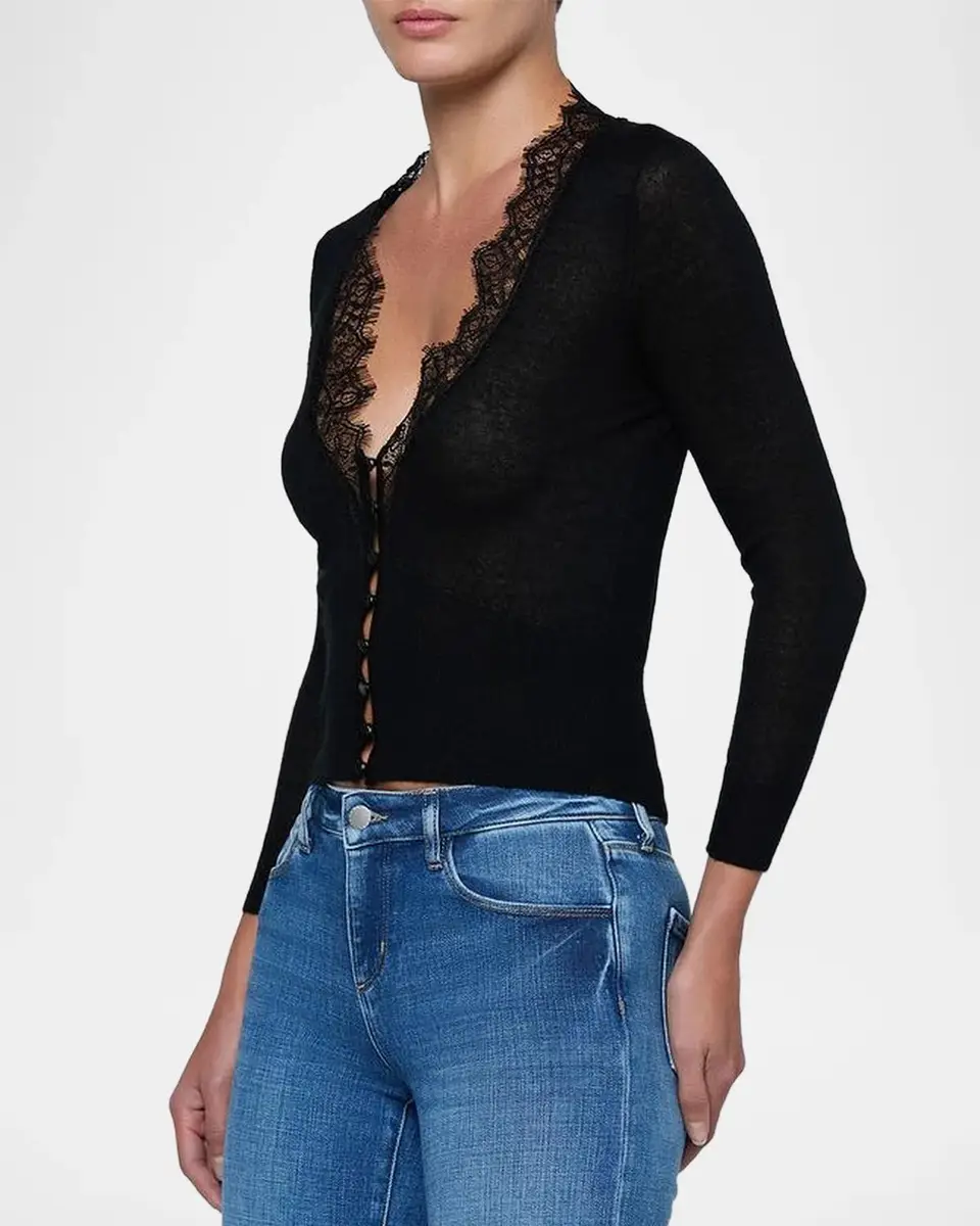L'Agence Eluna Lace-Trim Cardigan | Thumbnail 5