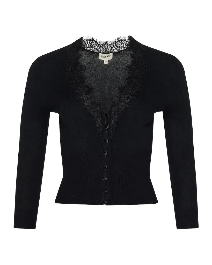 L'Agence Eluna Lace-Trim Cardigan