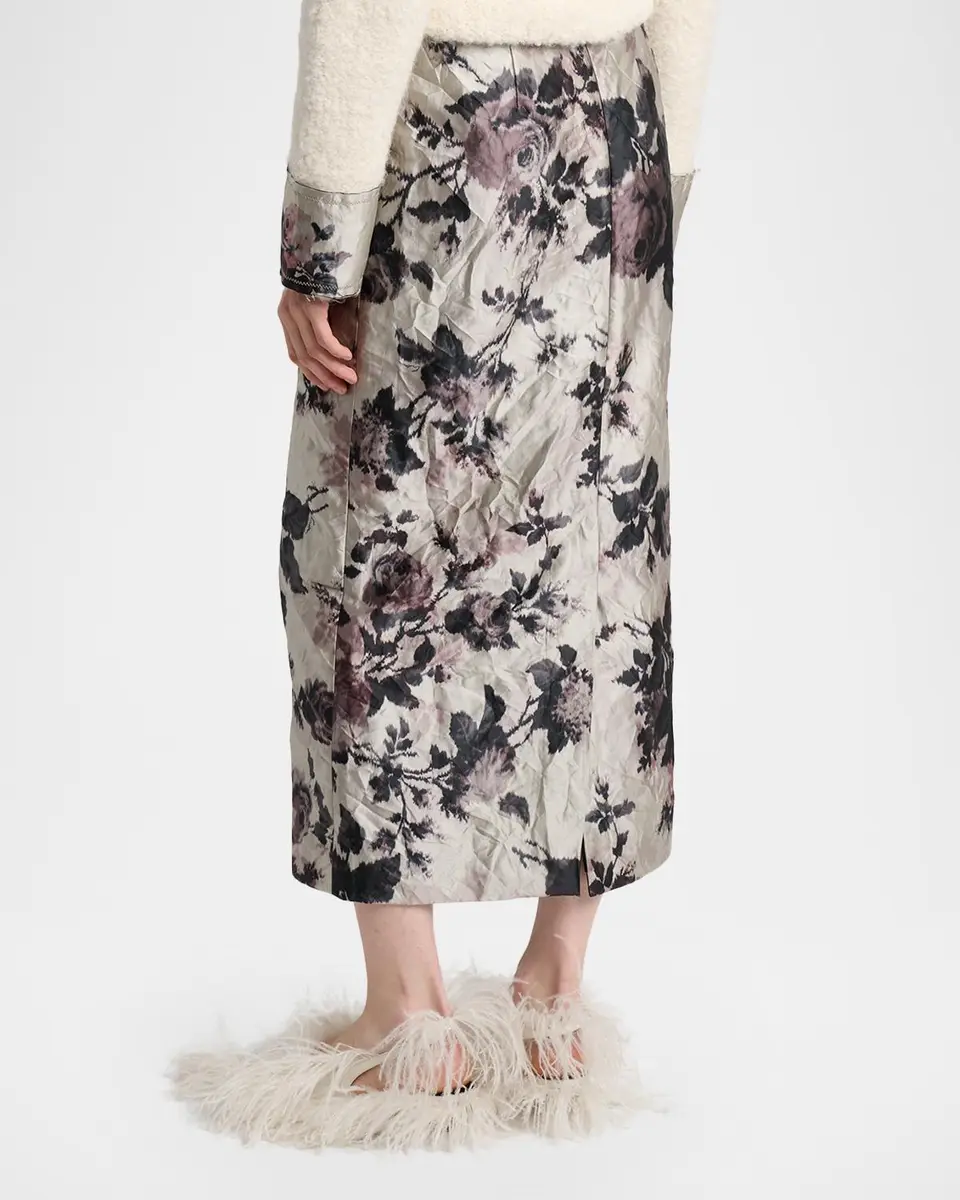 Erdem Floral Metallic Crinkled Midi Skirt | Thumbnail 3 Erdem Floral Metallic Crinkled Midi Skirt | Thumbnail 3