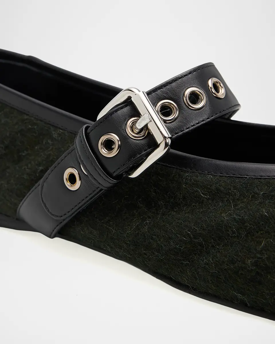 Miu Miu Flannel Leather-Strap Ballerina Flats | Thumbnail 5 Miu Miu Flannel Leather-Strap Ballerina Flats | Thumbnail 5