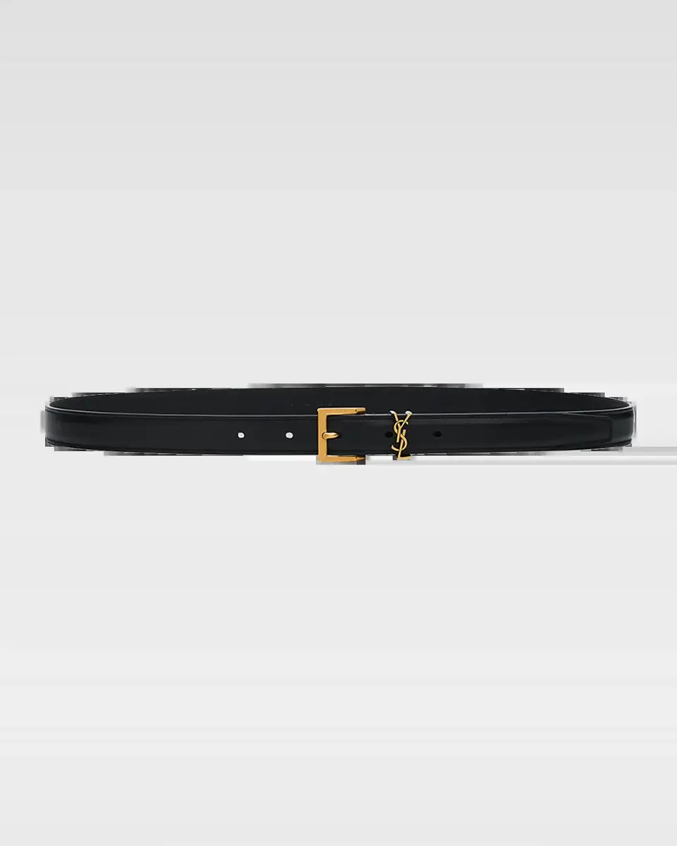 Saint Laurent Men's YSL Cassandre Belt in Smooth Leather | Thumbnail 2