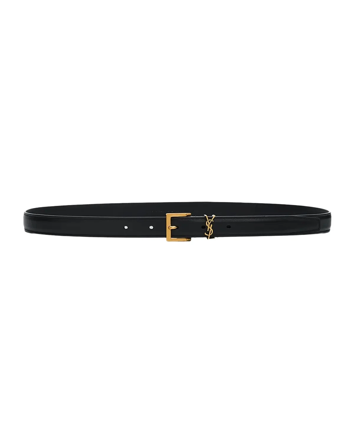 Saint Laurent Men's YSL Cassandre Belt in Smooth Leather