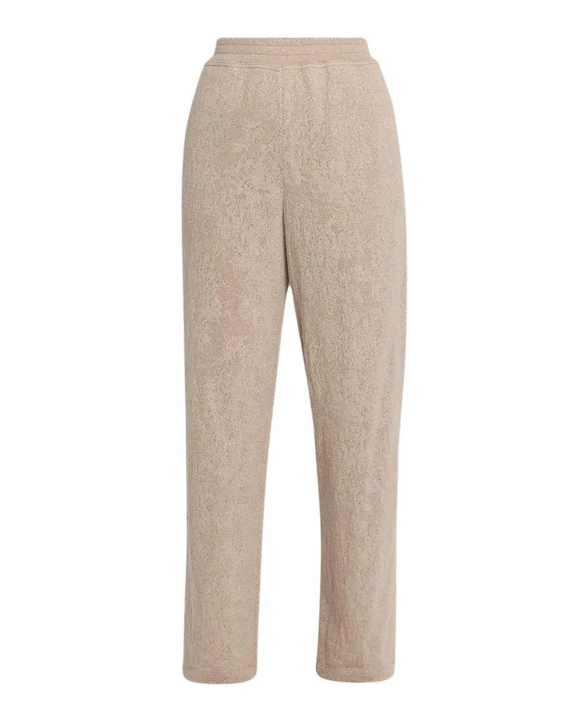 Brunello Cucinelli Jersey Lace Pointelle Knit Pants | Image 1 Brunello Cucinelli Jersey Lace Pointelle Knit Pants | Image 1