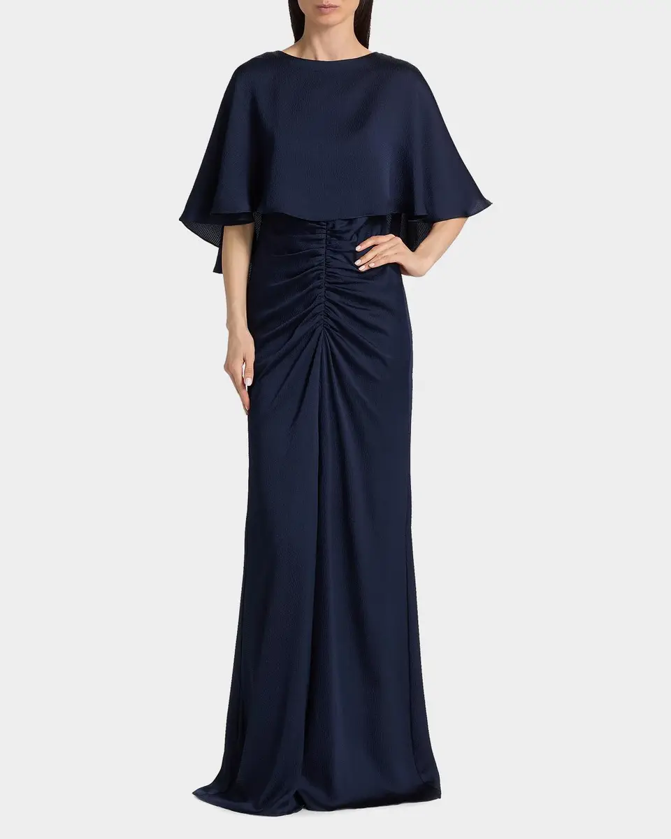 Amsale Capelet Ruched Gown | Thumbnail 4