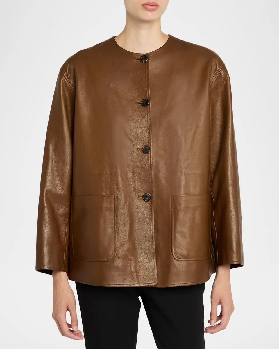 The Row Quintus Leather Single-Breasted Jacket | Thumbnail 4