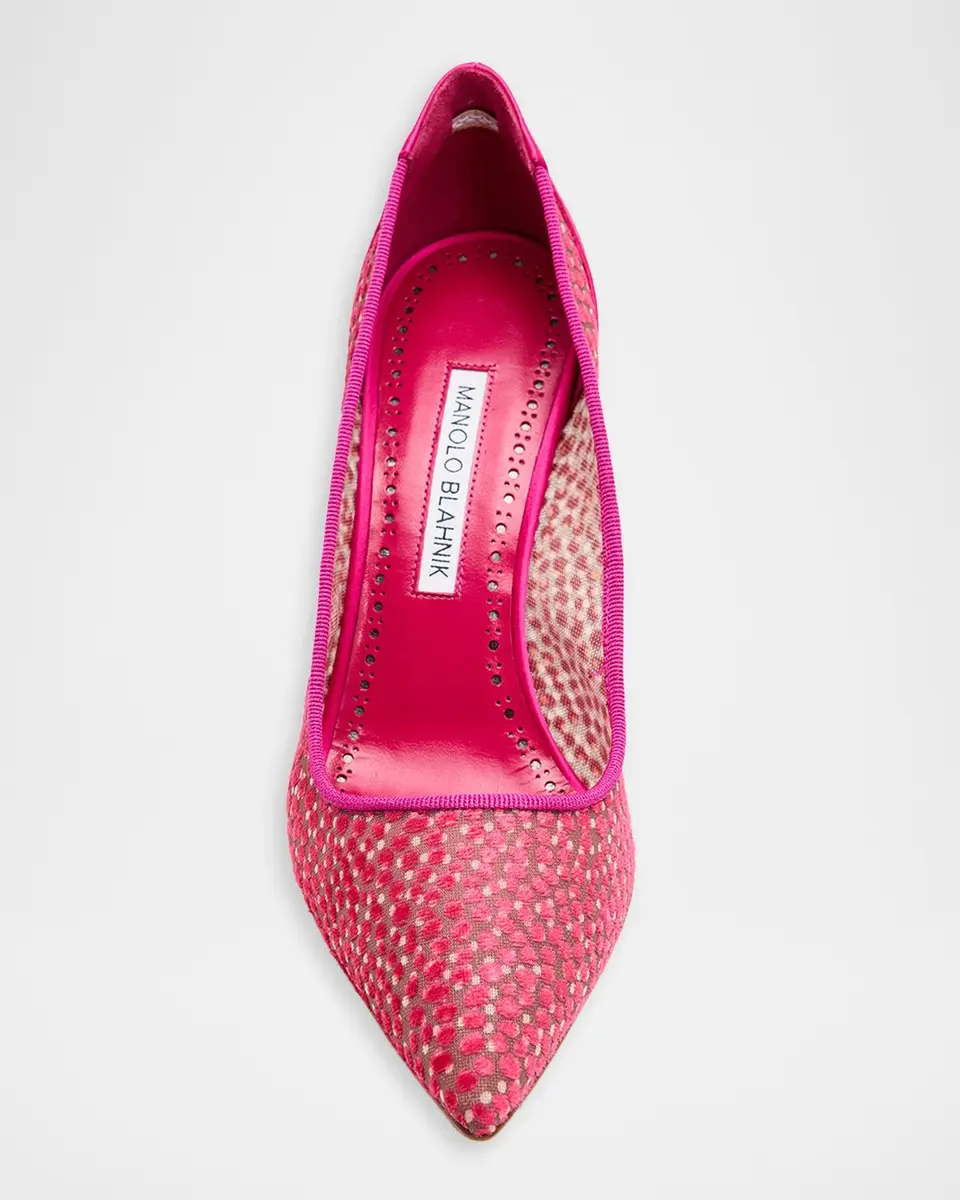 Manolo Blahnik 90mm BBLA Flocked Polka Dot Tulle Pumps | Thumbnail 4