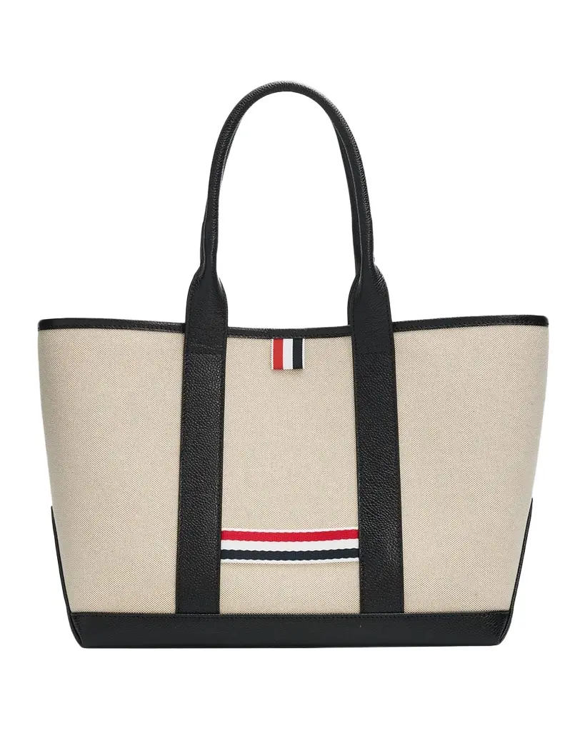 Thom Browne Small Logo Cotton Tote Bag | Image 1 Thom Browne Small Logo Cotton Tote Bag | Image 1