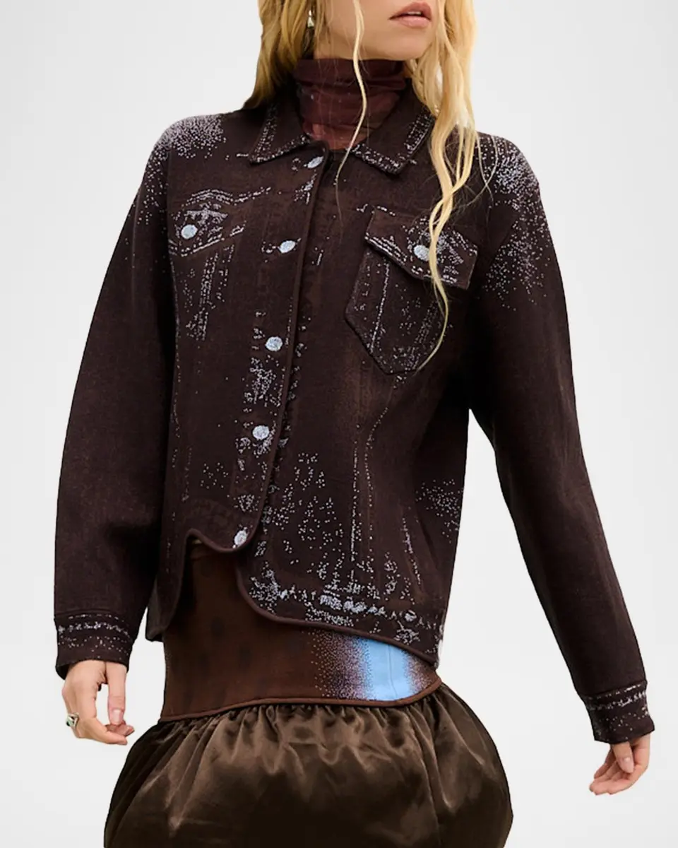 PH5 Hana Denim-Printed Wavy Asymmetric Jacket | Thumbnail 5 PH5 Hana Denim-Printed Wavy Asymmetric Jacket | Thumbnail 5