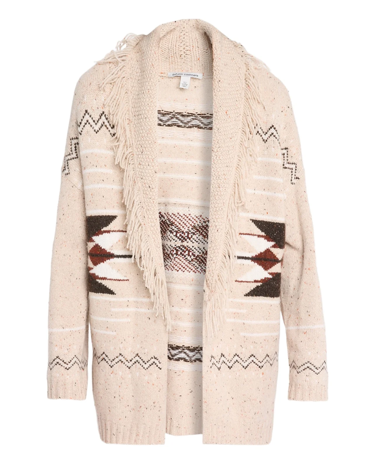 Cashmere Geometric Fringe-Trim Cardigan Cashmere Geometric Fringe-Trim Cardigan