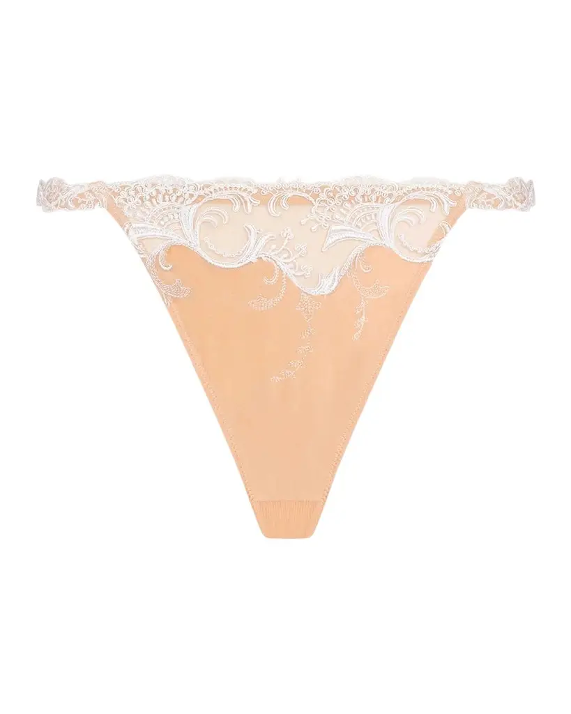 Embroidered Satin Thong Embroidered Satin Thong