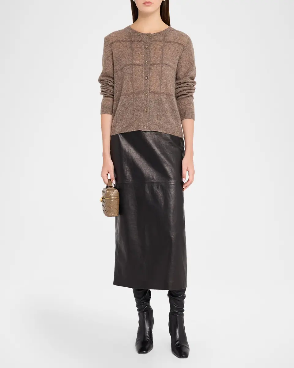 Autumn Cashmere Cashmere Windowpane Crewneck Cardigan | Thumbnail 2 Autumn Cashmere Cashmere Windowpane Crewneck Cardigan | Thumbnail 2