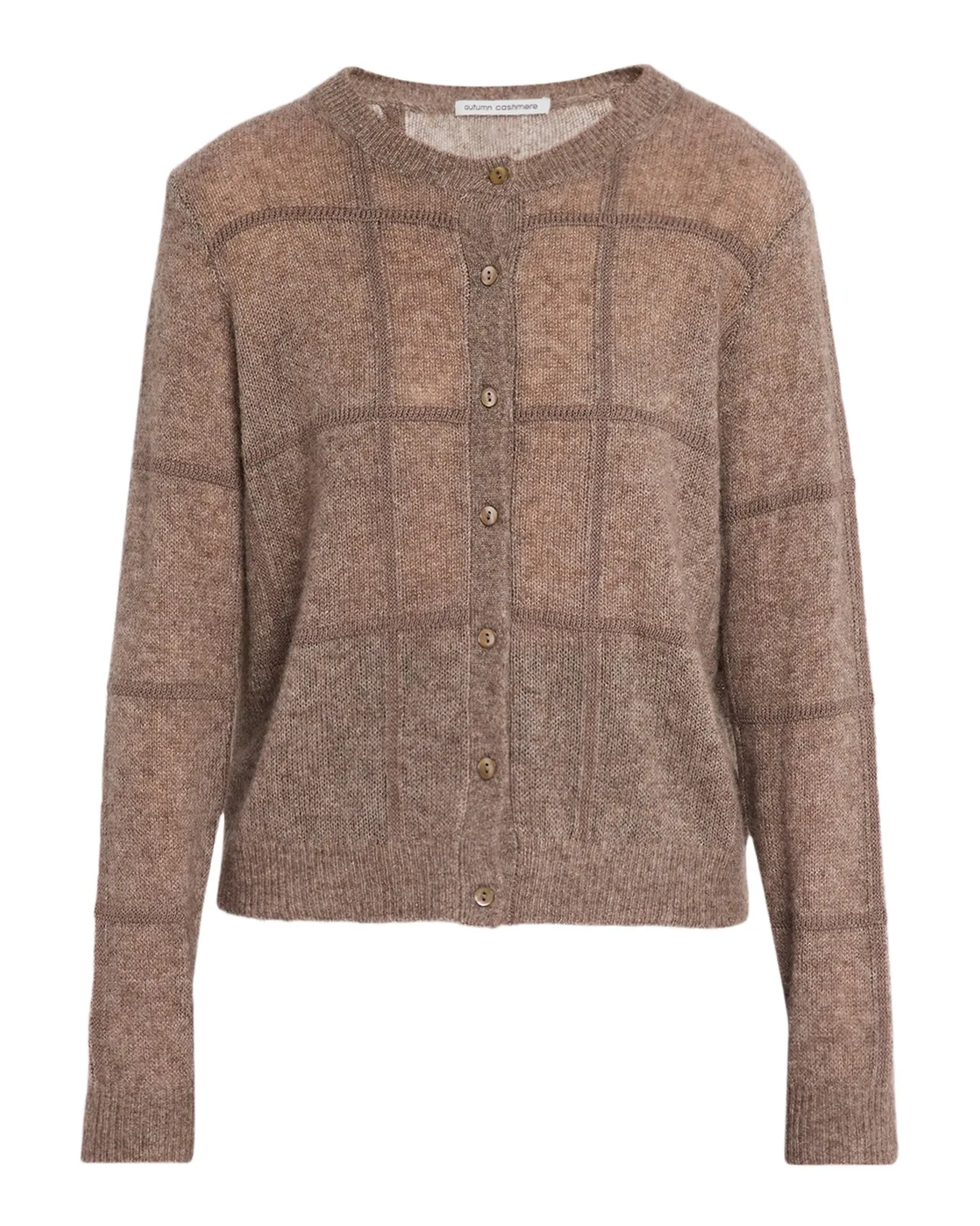 Cashmere Windowpane Crewneck Cardigan Cashmere Windowpane Crewneck Cardigan