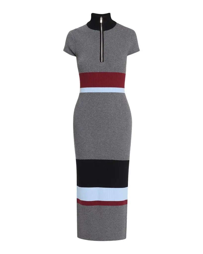 Toccin Dasha Striped Turtleneck Knit Midi Dress