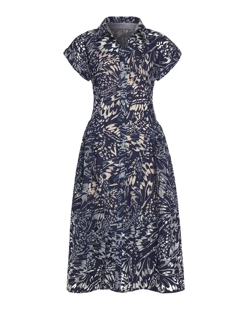 Ramy Brook Kate Butterfly Burnout Midi Shirtdress