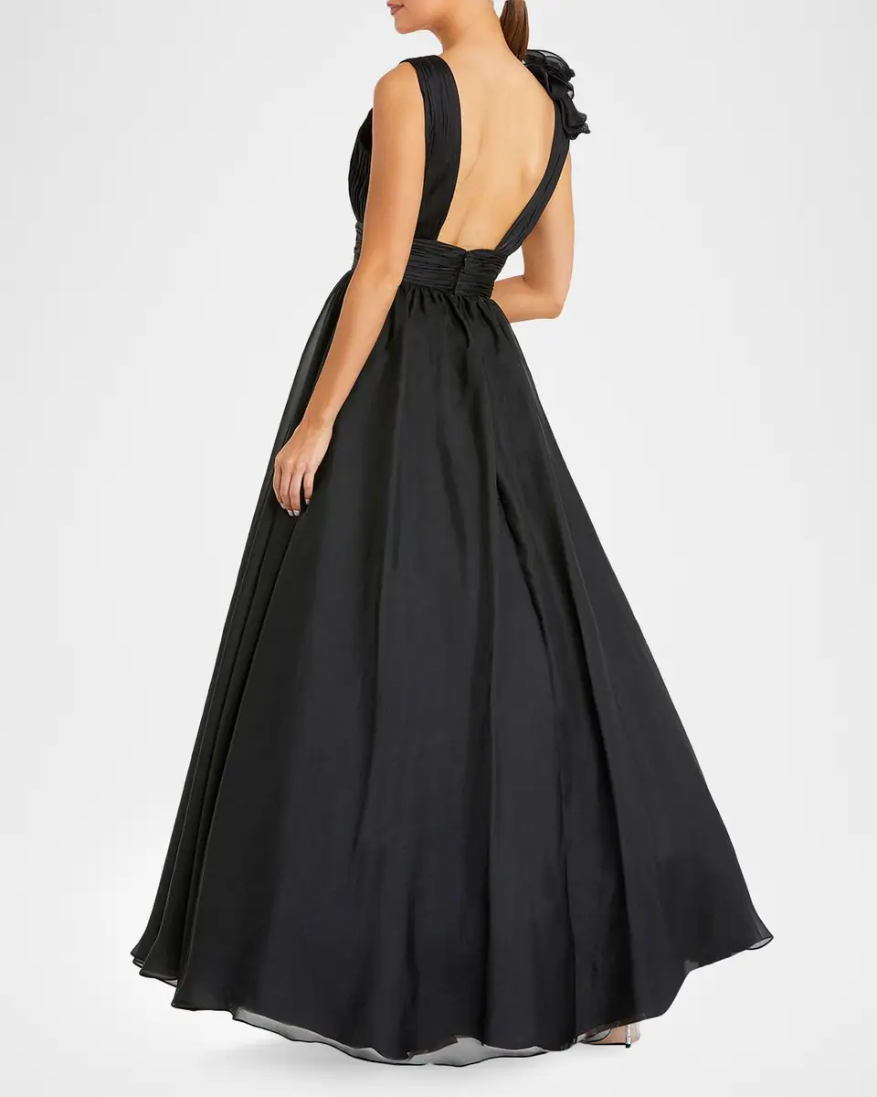Mac Duggal Plunging V-Neck Ruffled Ball Gown | Thumbnail 3 Mac Duggal Plunging V-Neck Ruffled Ball Gown | Thumbnail 3