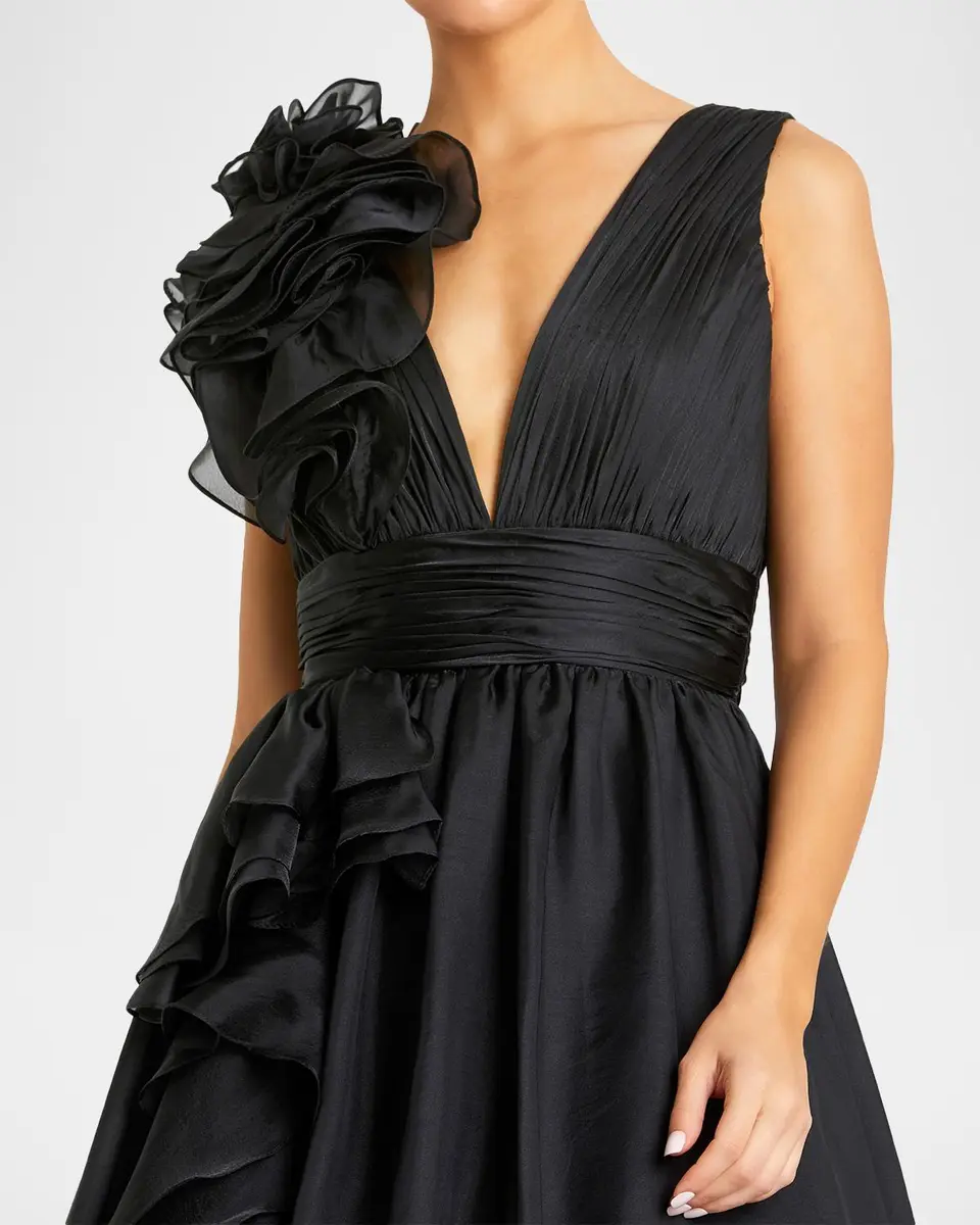 Mac Duggal Plunging V-Neck Ruffled Ball Gown | Thumbnail 4 Mac Duggal Plunging V-Neck Ruffled Ball Gown | Thumbnail 4