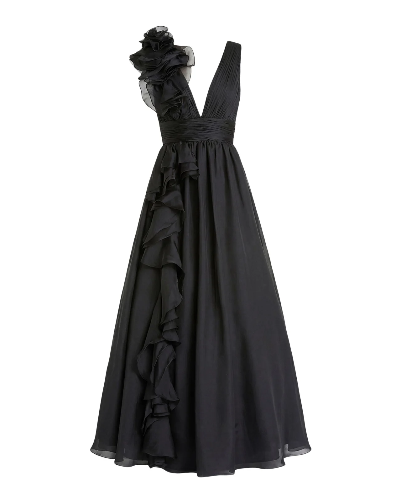 Plunging V-Neck Ruffled Ball Gown Plunging V-Neck Ruffled Ball Gown