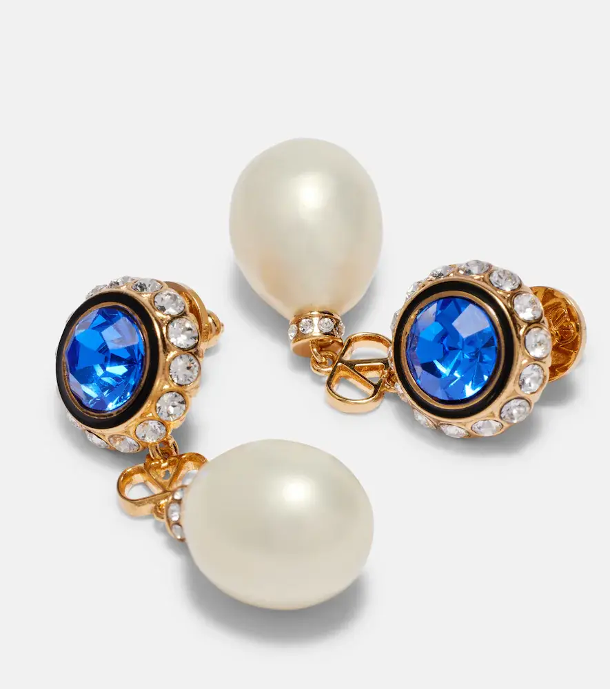 Valentino Garavani VLogo embellished drop earrings | Thumbnail 2 Valentino Garavani VLogo embellished drop earrings | Thumbnail 2