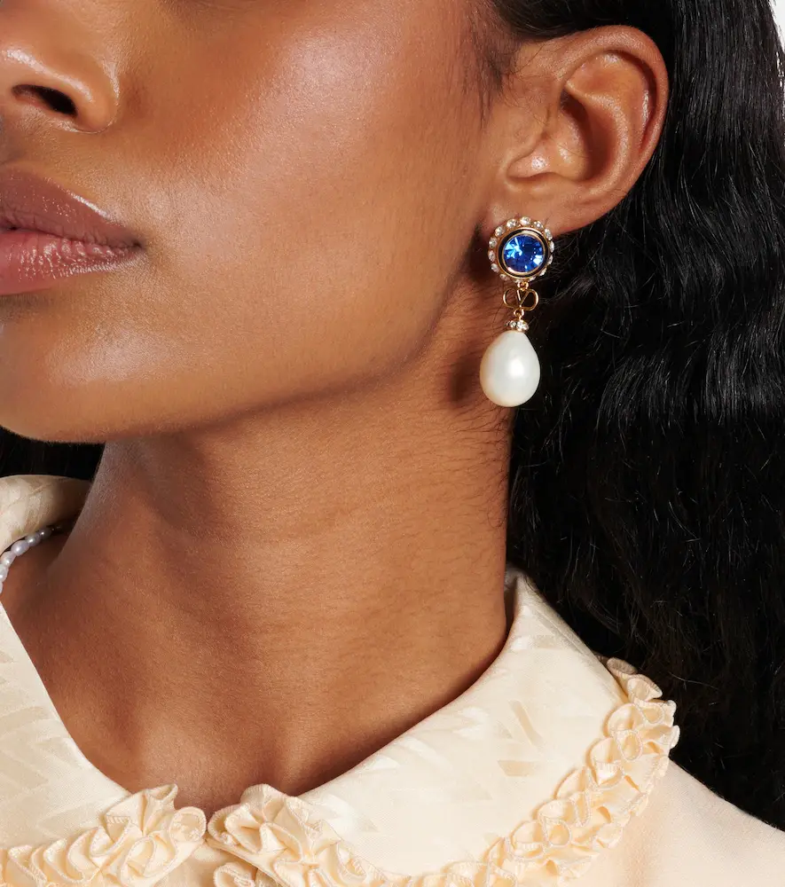 Valentino Garavani VLogo embellished drop earrings | Thumbnail 5 Valentino Garavani VLogo embellished drop earrings | Thumbnail 5