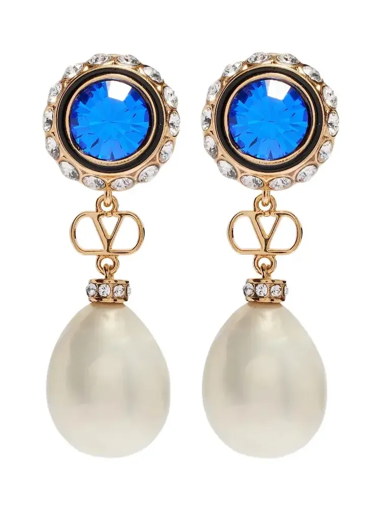 VLogo embellished drop earrings VLogo embellished drop earrings
