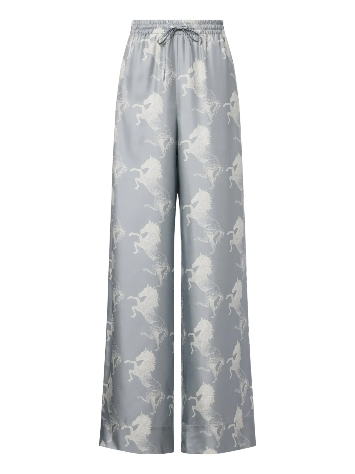 Printed silk satin wide-leg pants