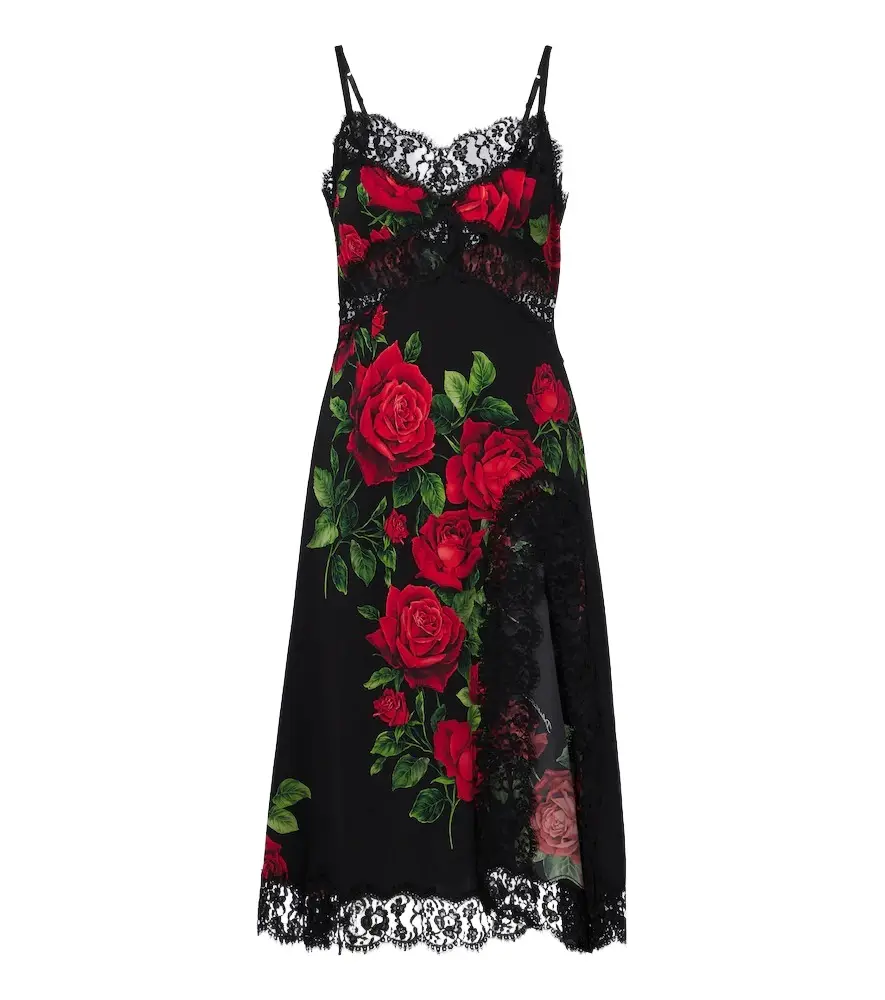 Dolce & Gabbana Floral silk and cotton-blend slip dress | Image 1 Dolce & Gabbana Floral silk and cotton-blend slip dress | Image 1