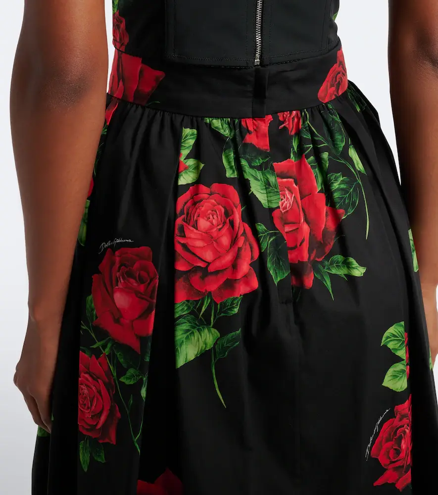 Dolce & Gabbana Floral cotton poplin midi skirt | Thumbnail 2