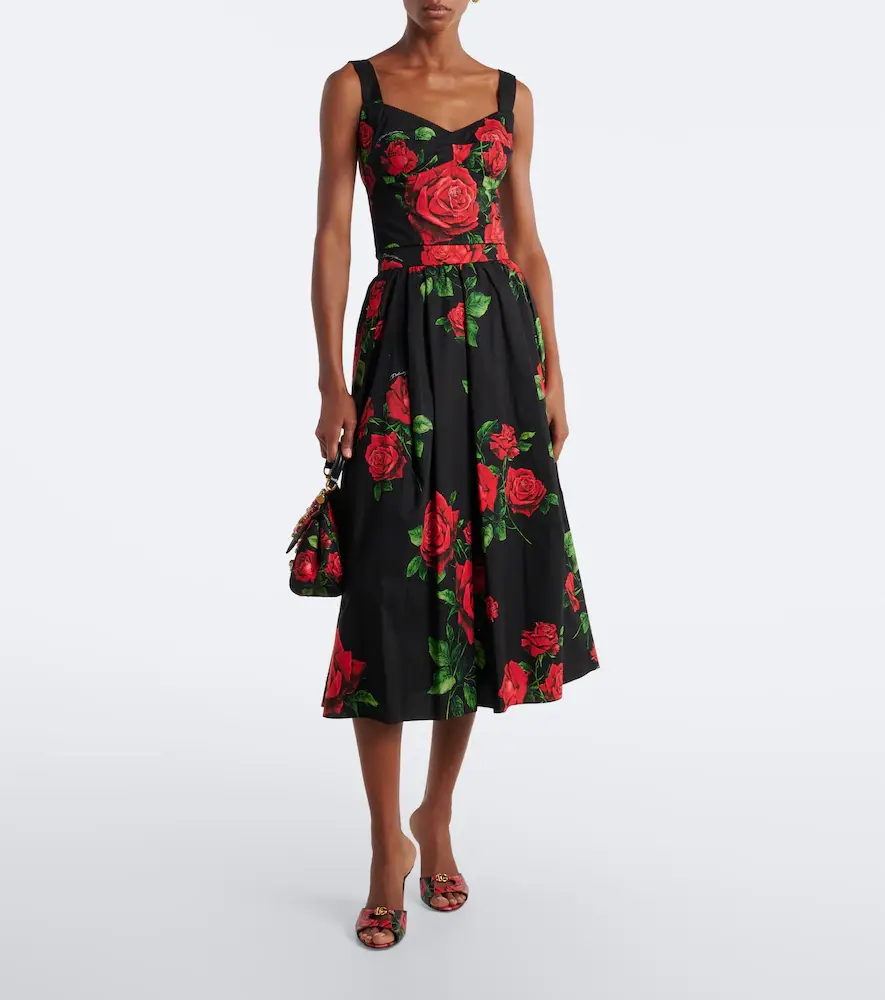 Dolce & Gabbana Floral cotton poplin midi skirt | Thumbnail 3