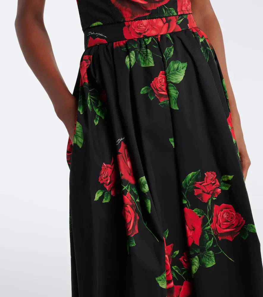 Dolce & Gabbana Floral cotton poplin midi skirt | Thumbnail 4