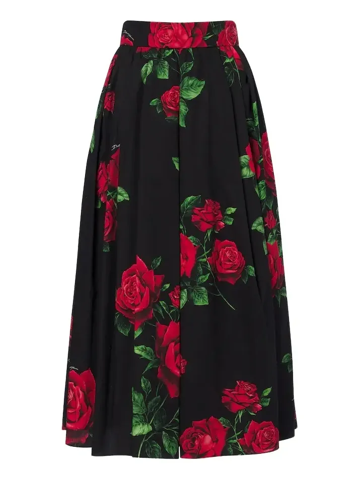 Floral cotton poplin midi skirt Floral cotton poplin midi skirt
