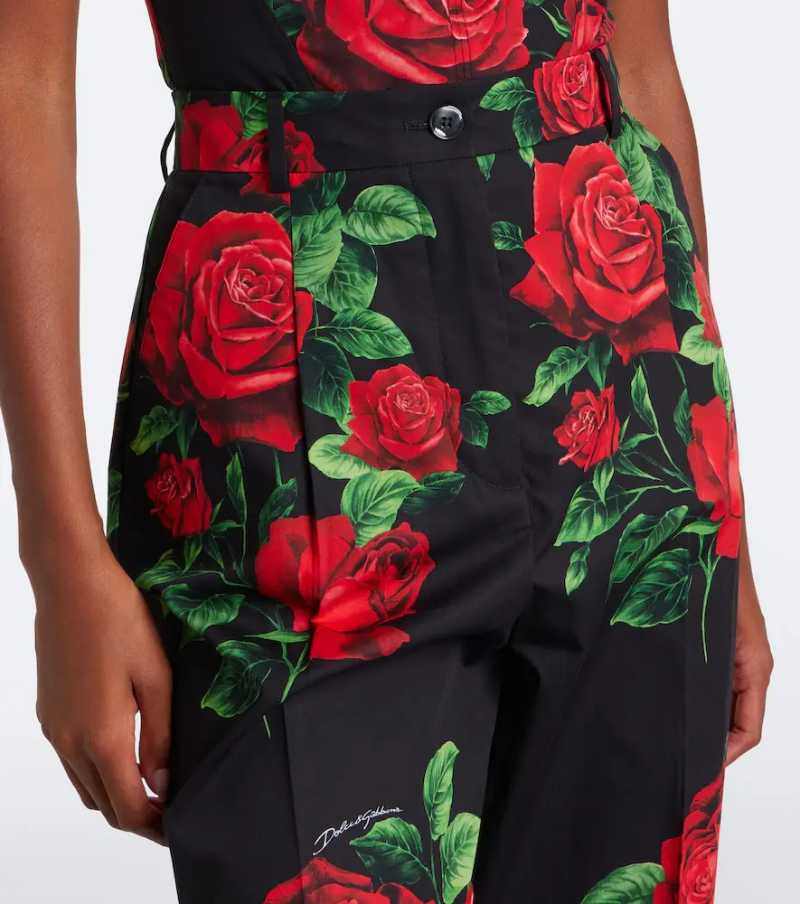Dolce & Gabbana Floral cropped cotton straight pants | Thumbnail 4