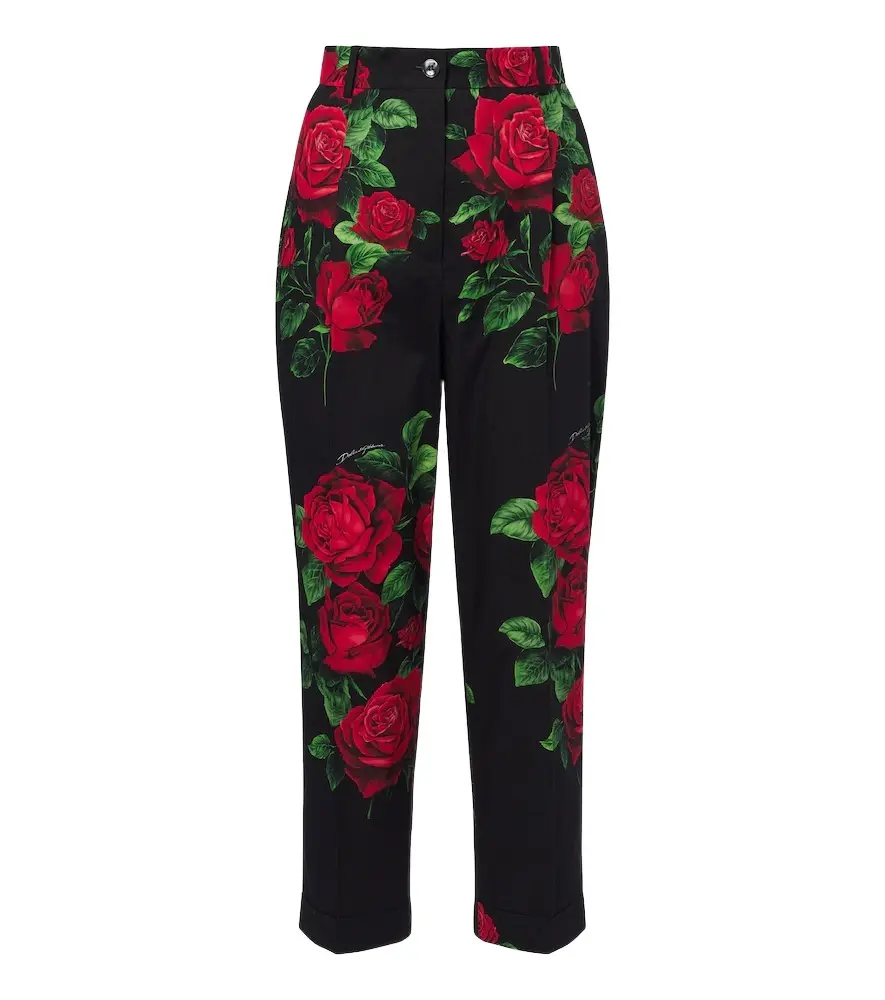 Dolce & Gabbana Floral cropped cotton straight pants | Image 1 Dolce & Gabbana Floral cropped cotton straight pants | Image 1