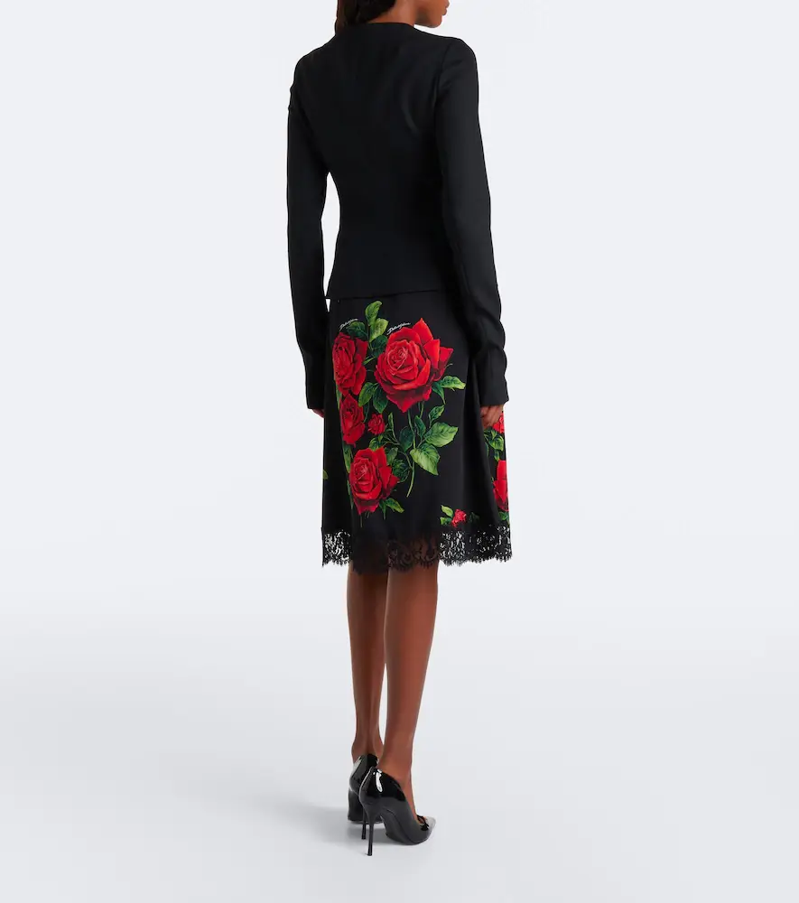 Dolce & Gabbana Floral silk and cotton-blend midi skirt | Thumbnail 3