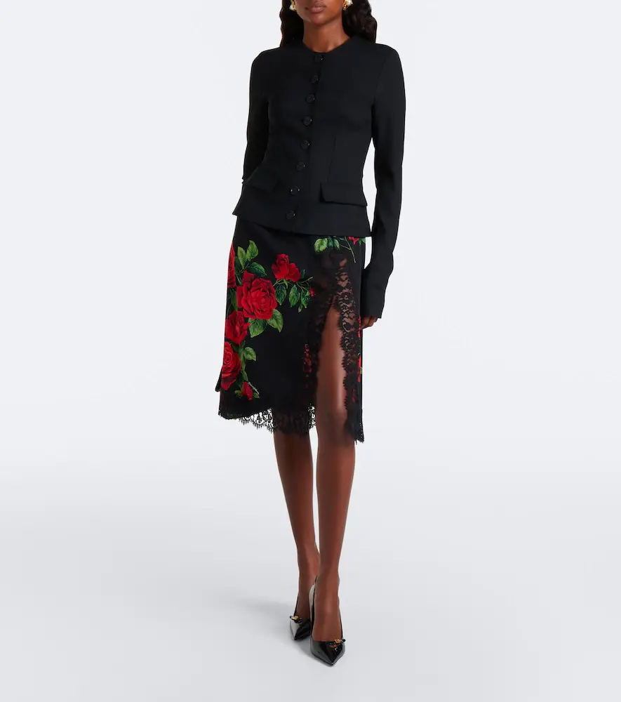 Dolce & Gabbana Floral silk and cotton-blend midi skirt | Thumbnail 4