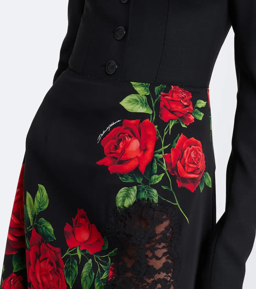 Dolce & Gabbana Floral silk and cotton-blend midi skirt | Thumbnail 5