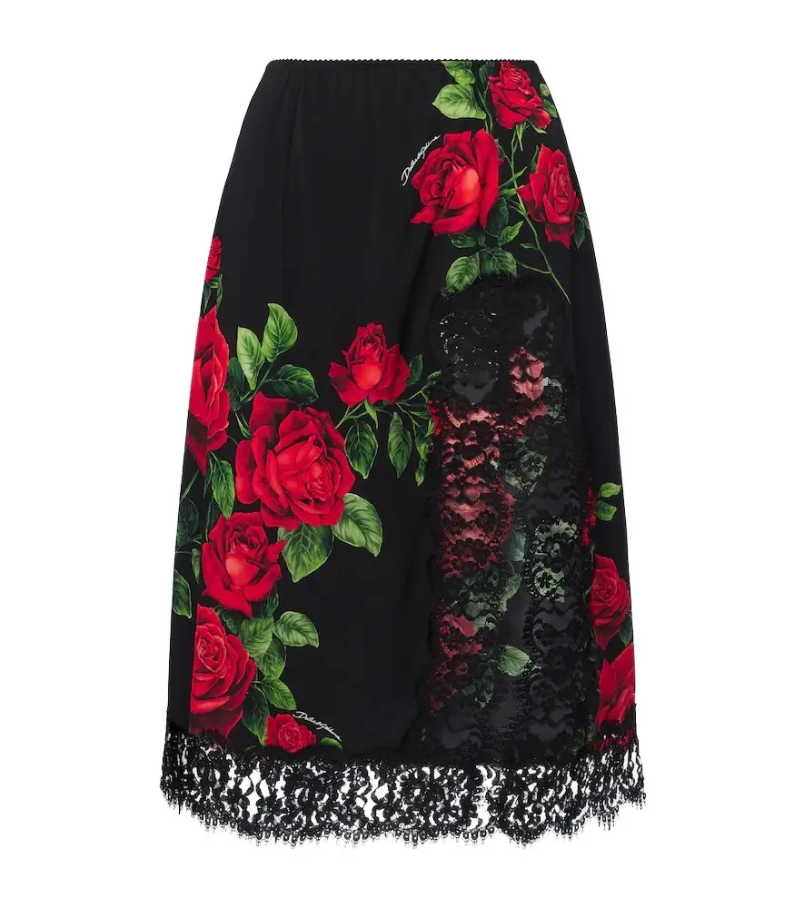 Dolce & Gabbana Floral silk and cotton-blend midi skirt | Image 1 Dolce & Gabbana Floral silk and cotton-blend midi skirt | Image 1