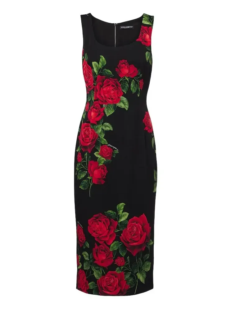 Floral silk-blend midi dress