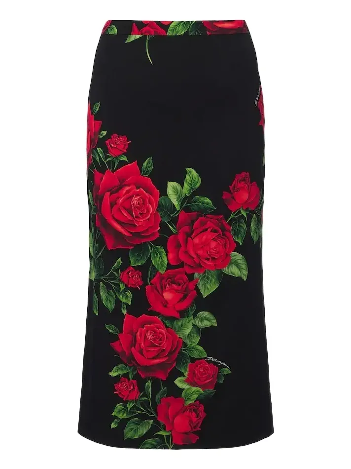 Floral silk-blend pencil skirt Floral silk-blend pencil skirt