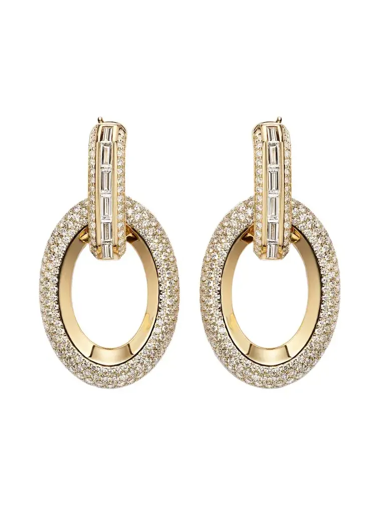 Groove 18kt gold drop earrings with diamonds Groove 18kt gold drop earrings with diamonds
