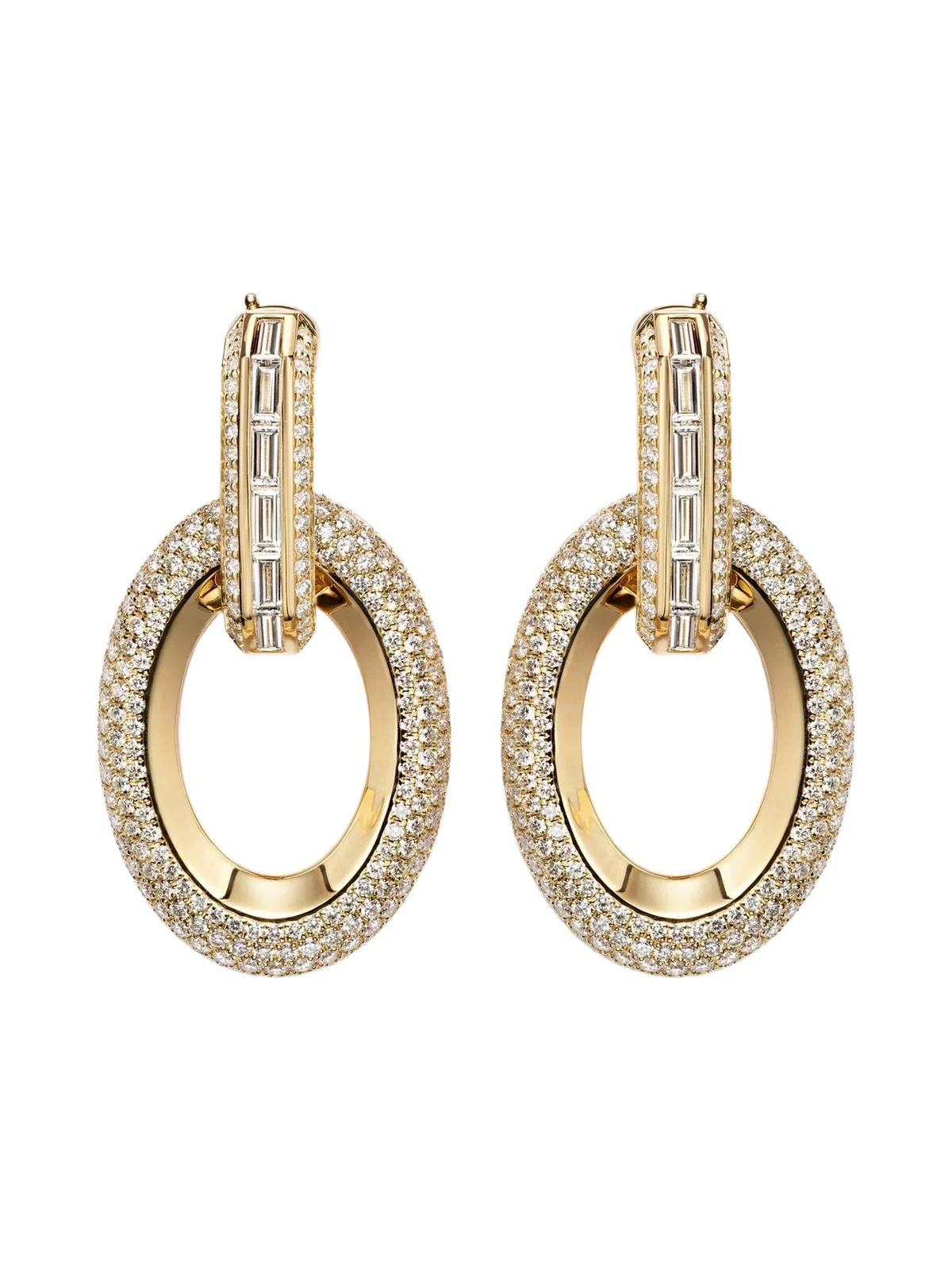 Groove 18kt gold drop earrings with diamonds