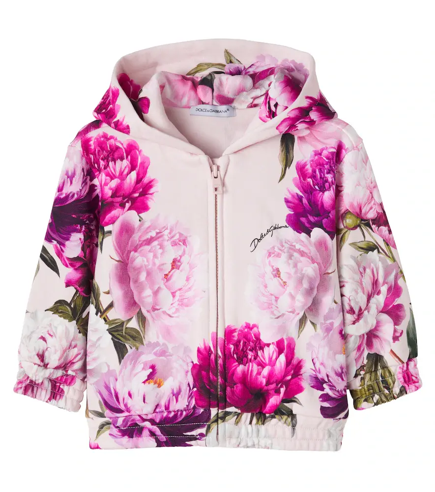 Dolce & Gabbana Kids Baby floral cotton hoodie | Image 1 Dolce & Gabbana Kids Baby floral cotton hoodie | Image 1