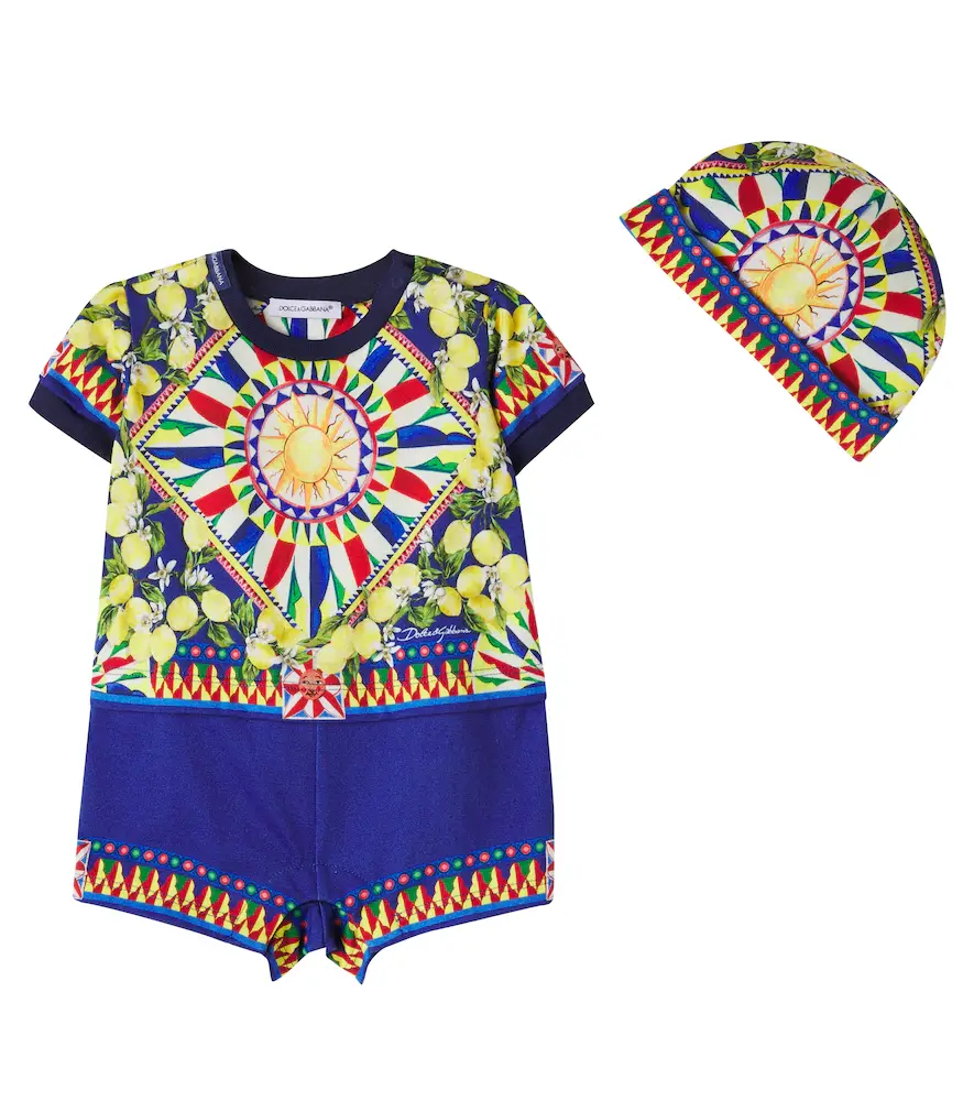 Dolce & Gabbana Kids Baby Carretto cotton bodysuit and beanie set | Image 1 Dolce & Gabbana Kids Baby Carretto cotton bodysuit and beanie set | Image 1