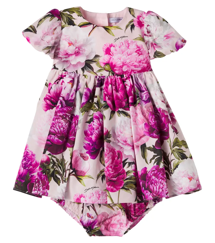 Dolce & Gabbana Kids Baby floral cotton dress and bloomers set | Image 1 Dolce & Gabbana Kids Baby floral cotton dress and bloomers set | Image 1