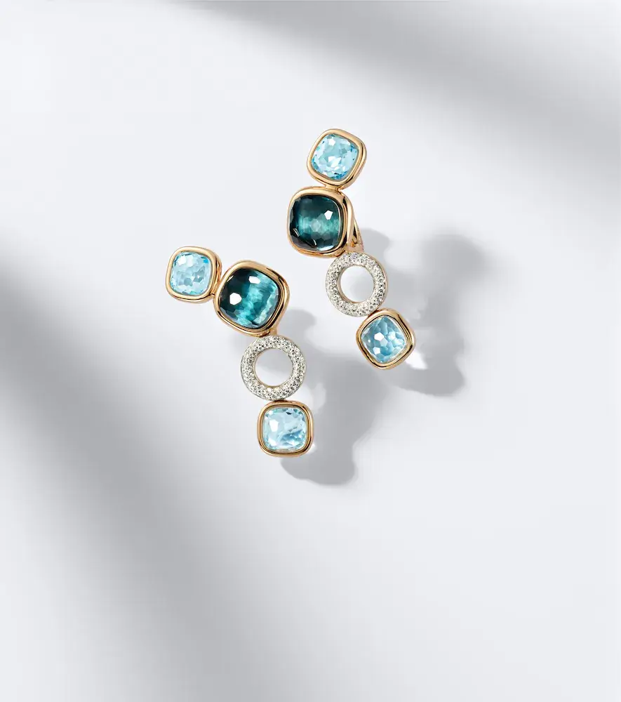 Pomellato Nudo 18kt white and rose gold drop earrings with topaz and diamonds | Thumbnail 3 Pomellato Nudo 18kt white and rose gold drop earrings with topaz and diamonds | Thumbnail 3