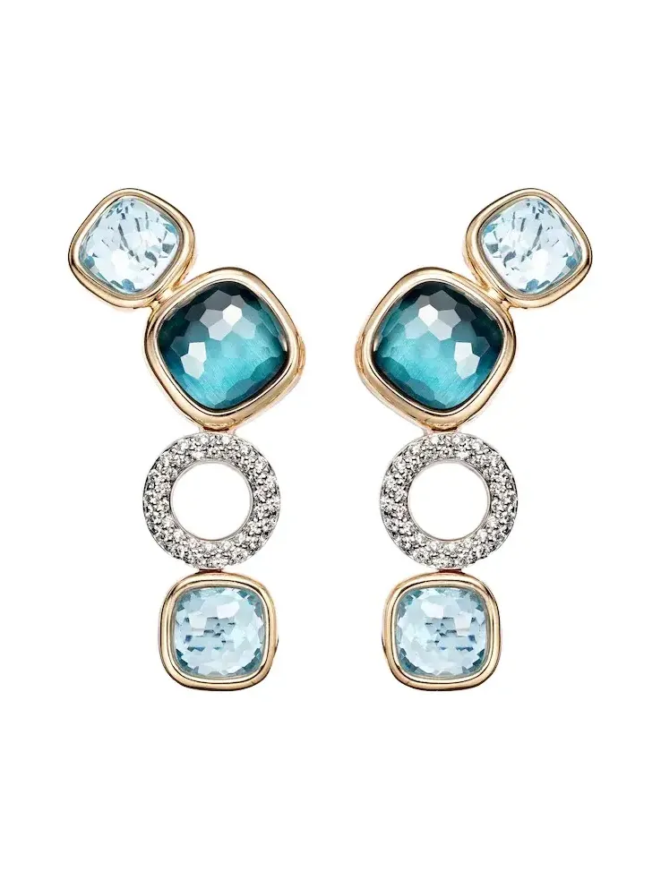 Nudo 18kt white and rose gold drop earrings with topaz and diamonds Nudo 18kt white and rose gold drop earrings with topaz and diamonds